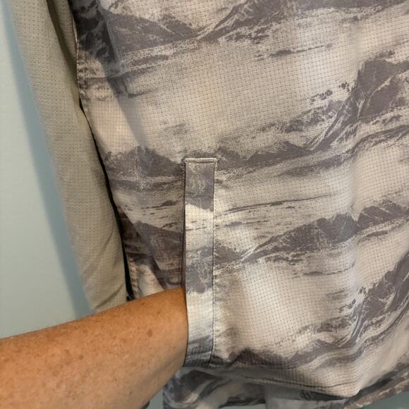 Marmot Pullover Mens Medium Gray Hooded Lightweight Anorak Jacket Mountain Print - Picture 7 of 16